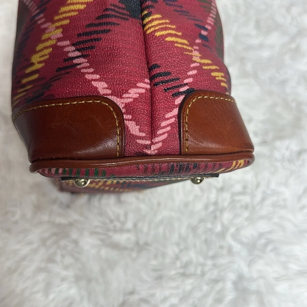 Dooney and Bourke Plaid Tartan Dome Handbag with Pebbled leather